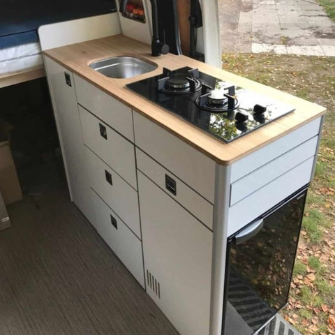 Multi-purpose Aluminum RV Kitchen Cabinet with Gas Range And Refrigerator