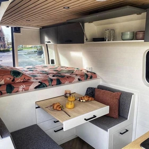 French Cream Camping aluminum caravan vw rv custom bed Storage lightweight rv customized bed 