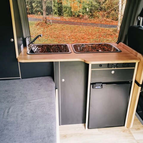 Matte surface aluminum RV furniture custom multi-functional camper kitchen cabinet