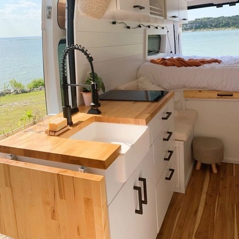 Multi-functional RV kitchen cabinet with sink storage space-saving aluminum motorhome caravan RV furniture