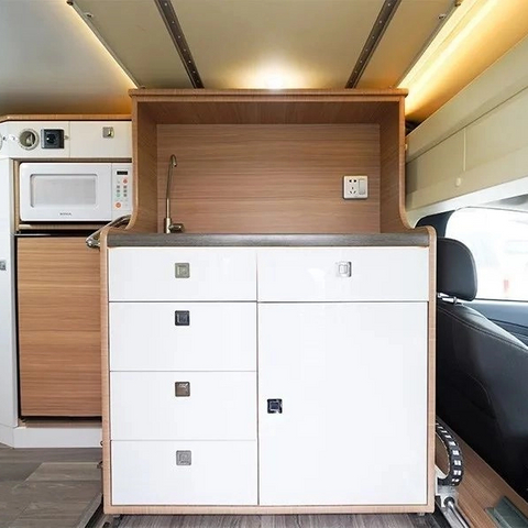 Custom RV Multi-function Cabinet Aluminum RV Furniture White Camper Van Cabinet