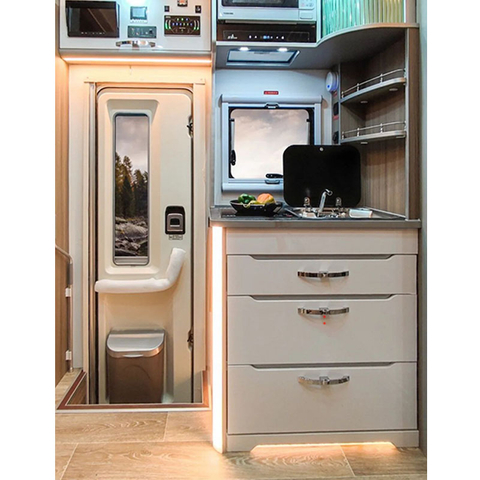 Custom recreational vehicle RV furniture with drawers Caravan Motorhome aluminum space-saving rv kitchen cabinet