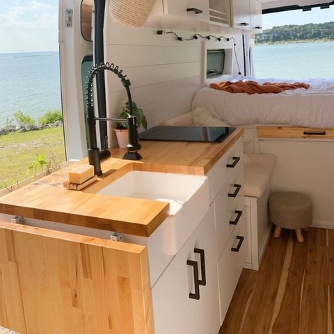 Multi-functional RV kitchen cabinet with sink storage space-saving aluminum motorhome caravan RV furniture
