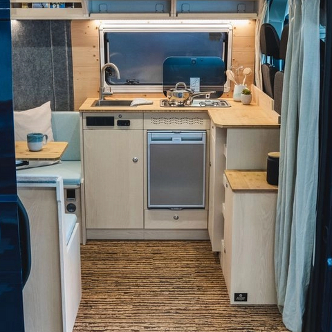 Modern European lightweight RV kitchen cabinet with drawers fireproof aluminum camper furniture