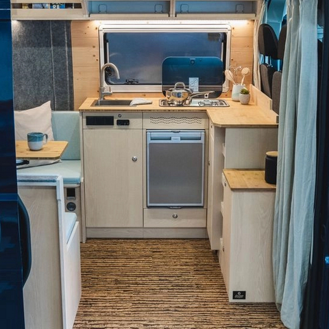 Modern European lightweight RV kitchen cabinet with drawers fireproof aluminum camper furniture