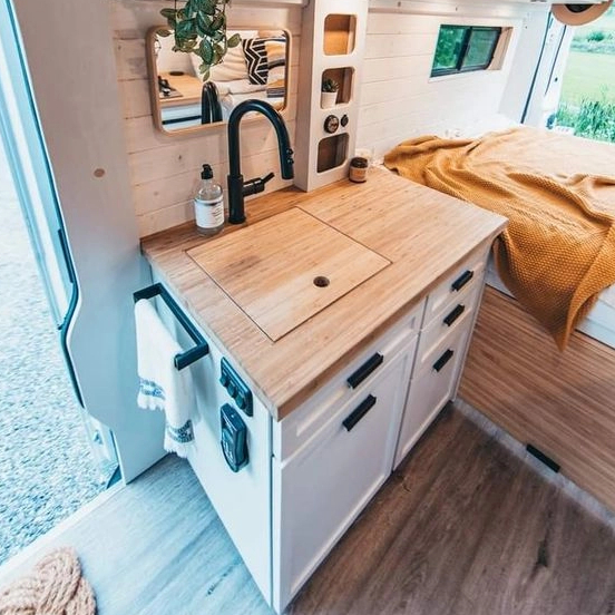High-end custom waterproof fireproof RV kitchen cabinets aluminum camper cabinets with drawers 