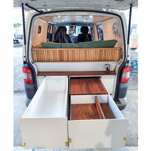 VW Van Interior Seats with Cabinets Aluminum Pull-out Outdoor Drawers Camping Tools