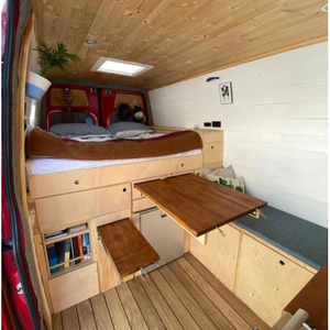 Lightweight Motorhome Furniture Custom Caravan Double Bed with Cabinet And Retractable Table Top. 