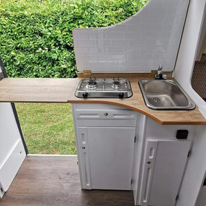 Cream cooking aluminum Caravan rv furniture with drawers storage Lightweight rv kitchen cabinet