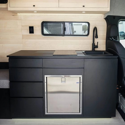 High-quality lightweight cooking camper van RV kitchen cabinet with drawers fireproof waterproof aluminum rv interior accessories