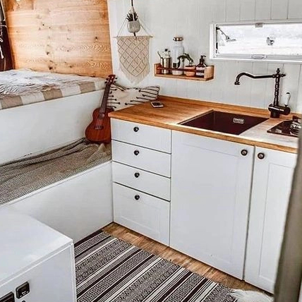 Luxury lightweight cooking camper van RV aluminum kitchen cabinet with drawers fireproof waterproof rv custom furniture factory