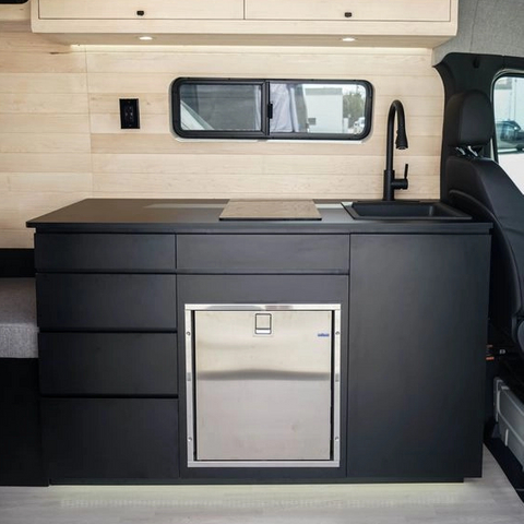 High-quality lightweight cooking camper van RV kitchen cabinet with drawers fireproof waterproof aluminum rv interior accessories