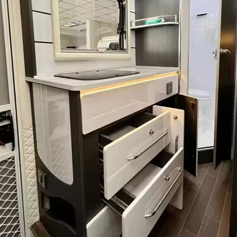 RV Waterproof Caravan Multi-function kitchen Cabinet Lightweight Aluminum rv custom cabinets 