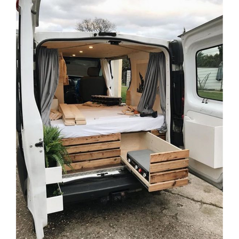 Van RV Conversion Aluminum RV Bed with Drawer Camper Queen Bed.